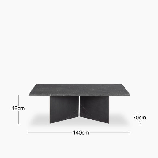 Onyx Black Marble Rectangle Coffee Table – product view 2 – Grosvenor Marble Co.