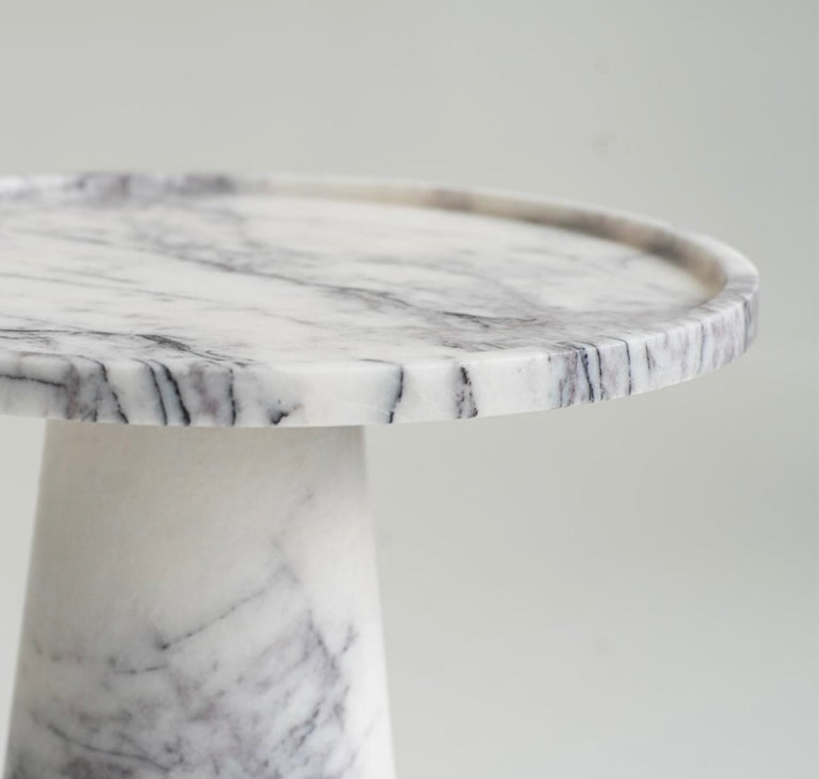 Calacatta Viola Marble Pedestal Cone Side / End Table – product view 5 – Grosvenor Marble Co.