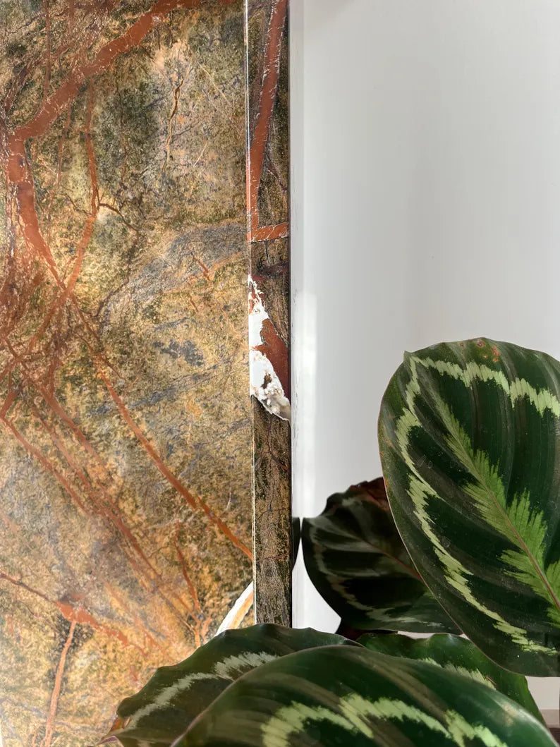 Brown Marble Forest Console Table, T Shape Base – product view 3 – Grosvenor Marble Co.