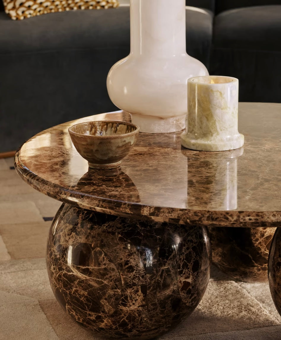 Oxley Coffee Table, Dark Emperador Marble – product view 5 – Grosvenor Marble Co.