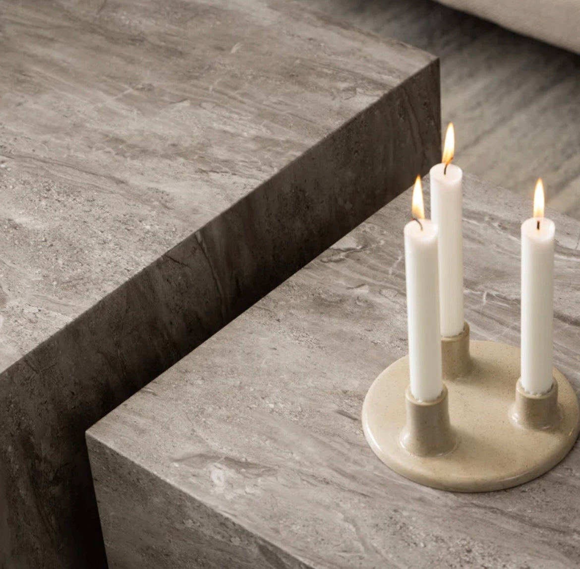 Grey Stone Look Coffee / Nesting Table Cube Set – product view 3 – Grosvenor Marble Co.