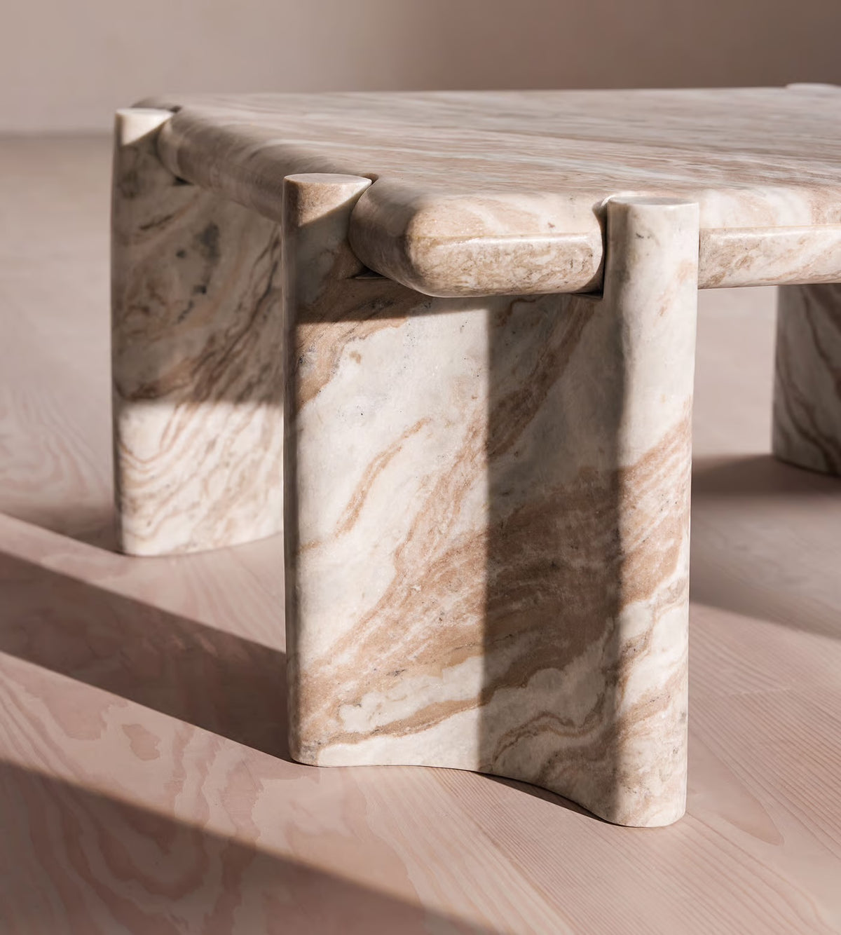 Lorella Coffee Table, Terra Bianca Marble – product view 5 – Grosvenor Marble Co.