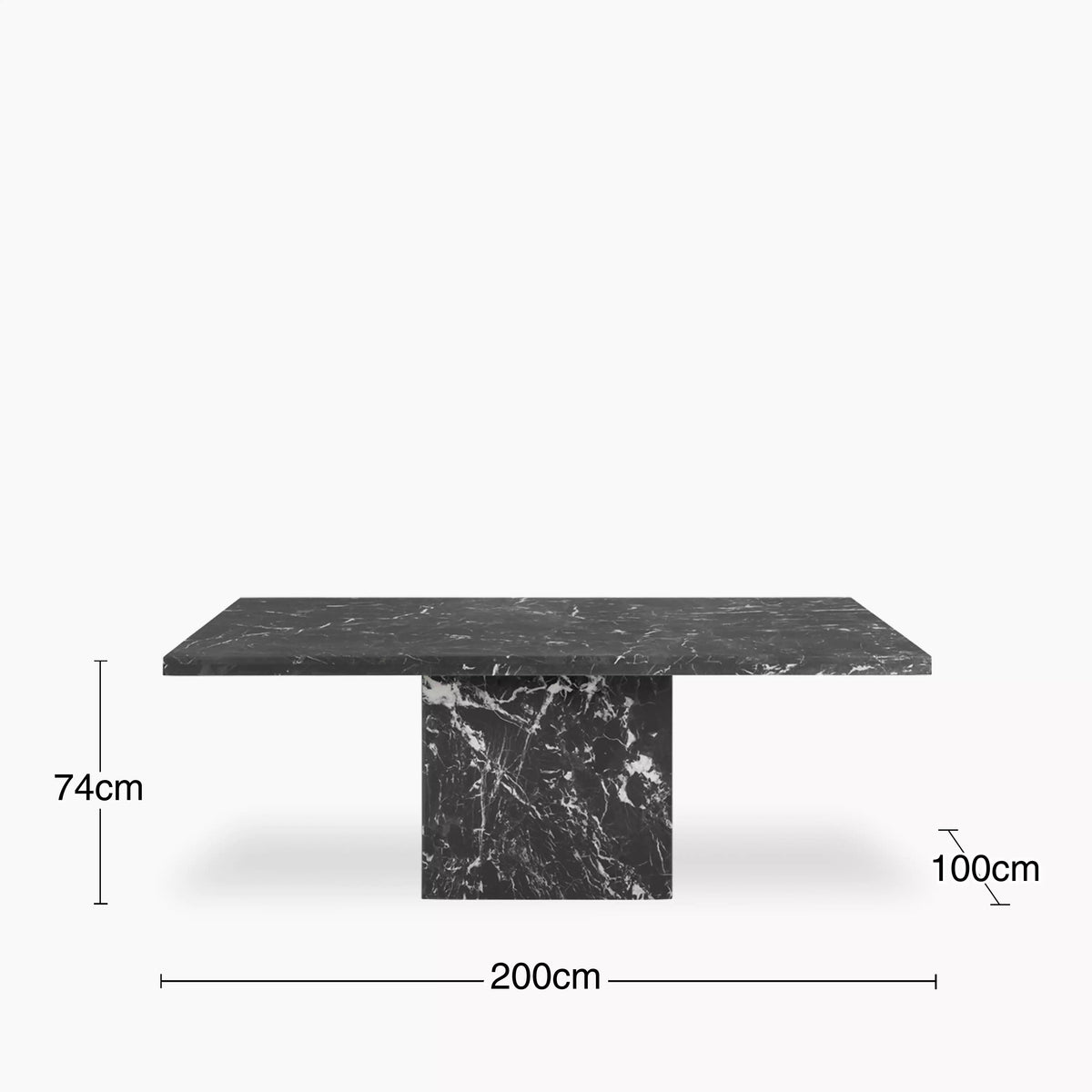6-8 Seat Black Marble Dining Table – product view 3 – Grosvenor Marble Co.