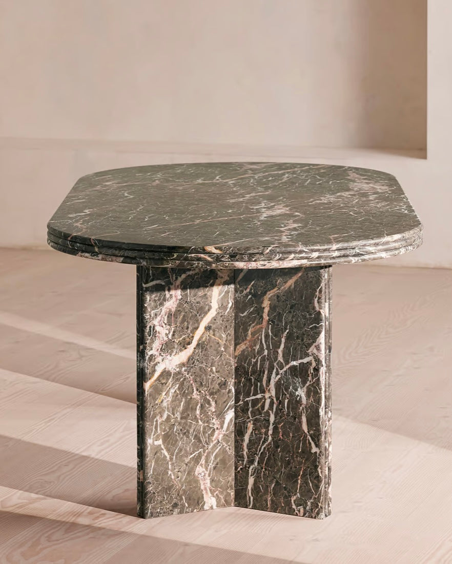 Rosaline Dining Table, Griseo Rosa Marble – product view 7 – Grosvenor Marble Co.