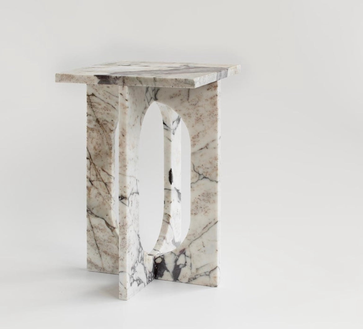Calacatta Viola Marble Contemporary Side \ End Table – product view 4 – Grosvenor Marble Co.