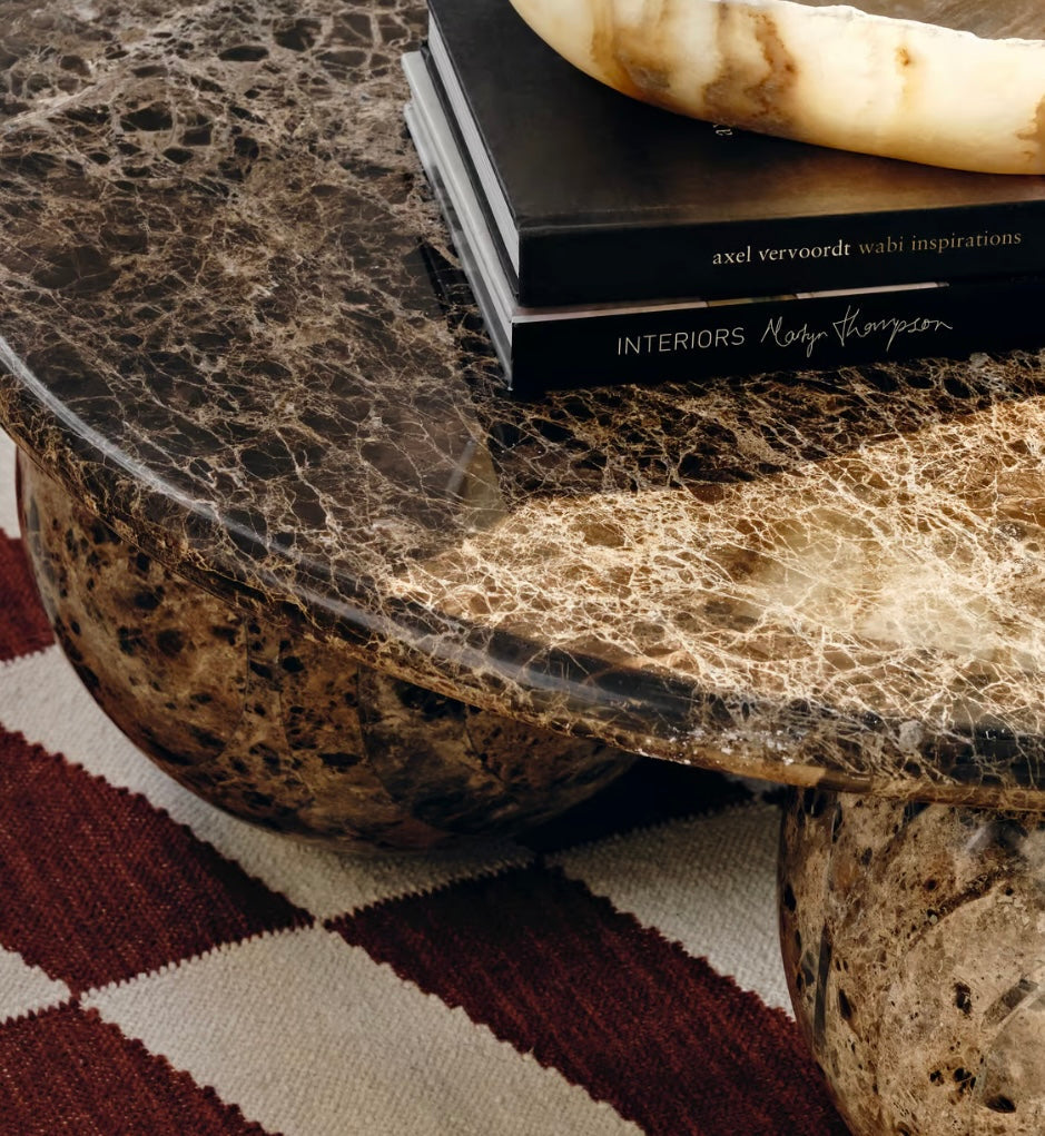 Oxley Coffee Table, Dark Emperador Marble – product view 3 – Grosvenor Marble Co.