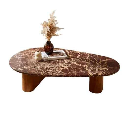 Cherry Marble and Mango Wood Coffee Table – Cherry Marble coffee table by Grosvenor Marble Co.