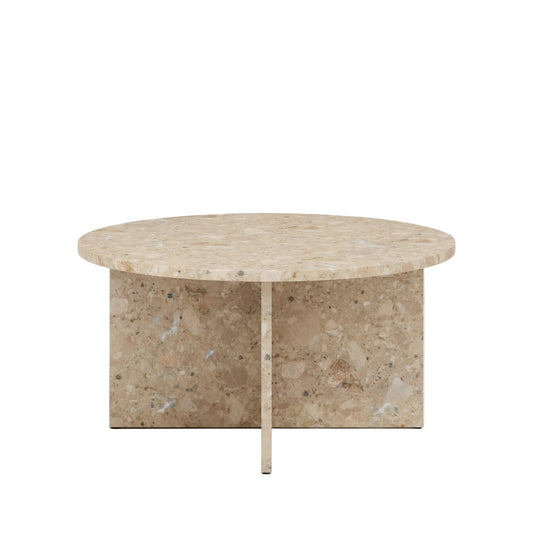 Wedge Round Sand Marble Coffee Table – Sand Marble coffee table by Grosvenor Marble Co.