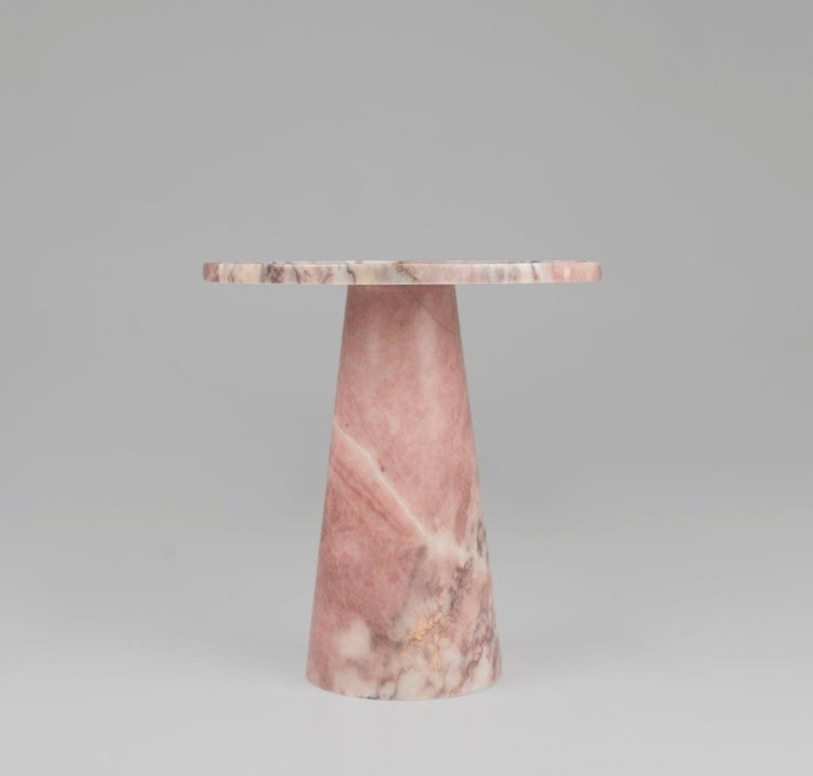 Pink Marble Pedestal Cone Side / End Table – product view 4 – Grosvenor Marble Co.