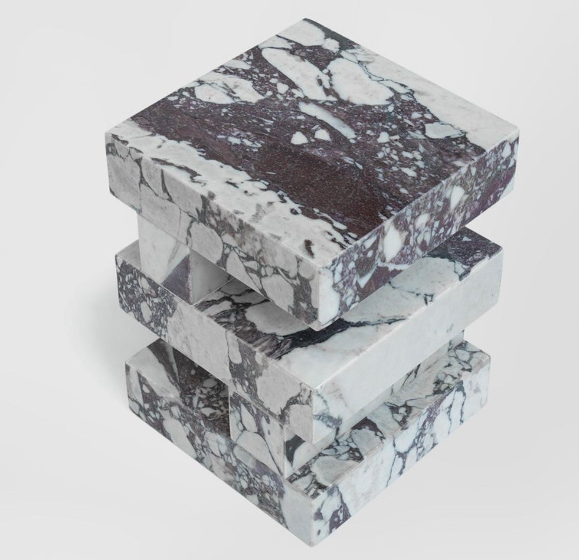 Calacatta Viola Marble Cubed Side / End Bedside Table – product view 3 – Grosvenor Marble Co.