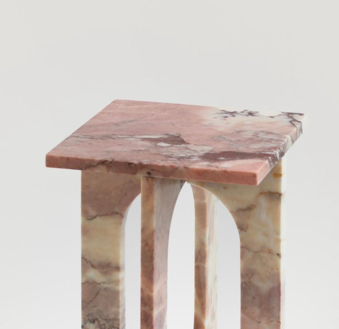 Pink Marble Contemporary Side / End Table – product view 2 – Grosvenor Marble Co.