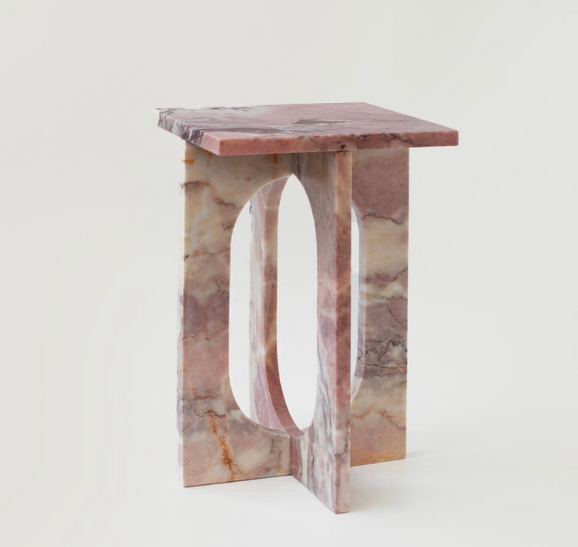 Pink Marble Contemporary Side / End Table – product view 5 – Grosvenor Marble Co.