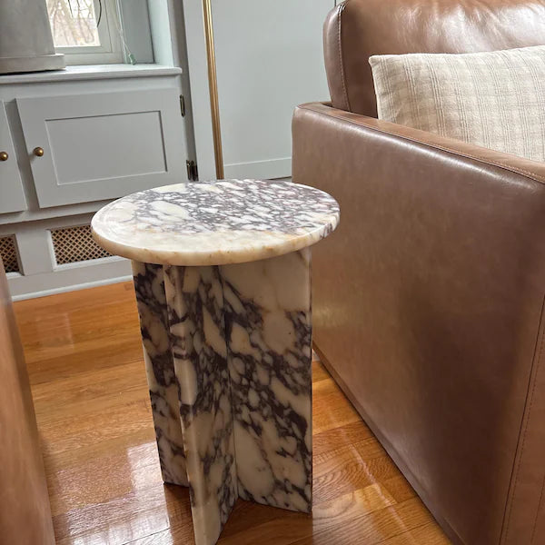 Calacatta Viola Side table, Round table top – product view 8 – Grosvenor Marble Co.
