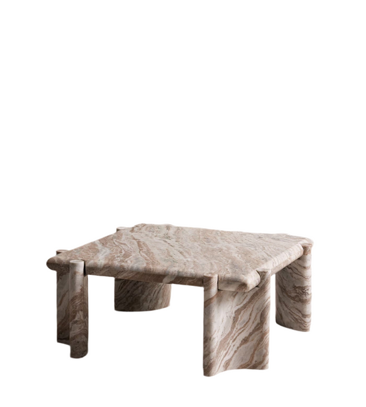 Lorella Coffee Table, Terra Bianca Marble – product view 2 – Grosvenor Marble Co.