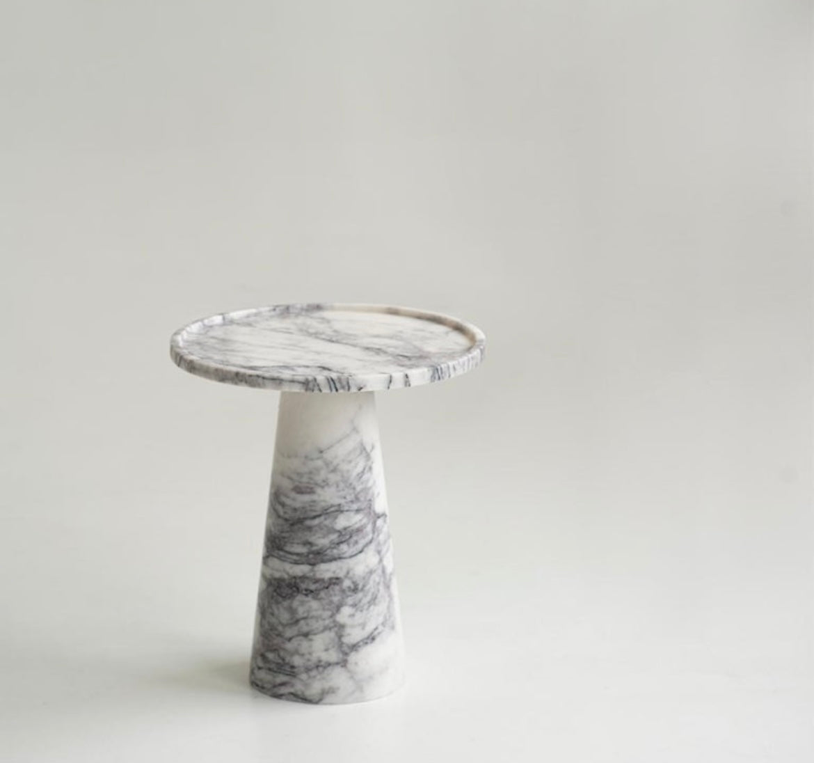 Calacatta Viola Marble Pedestal Cone Side / End Table – product view 3 – Grosvenor Marble Co.