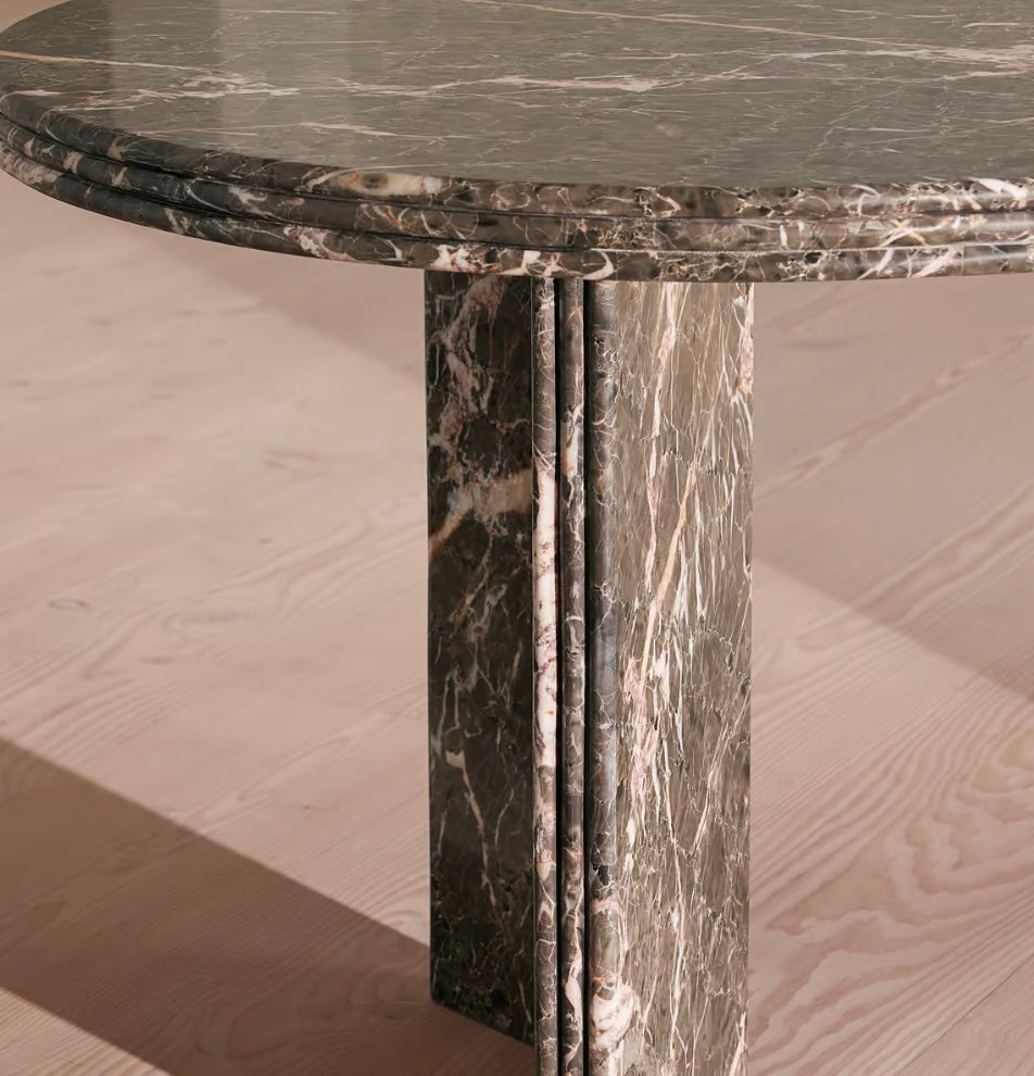 Rosaline Dining Table, Griseo Rosa Marble – product view 5 – Grosvenor Marble Co.