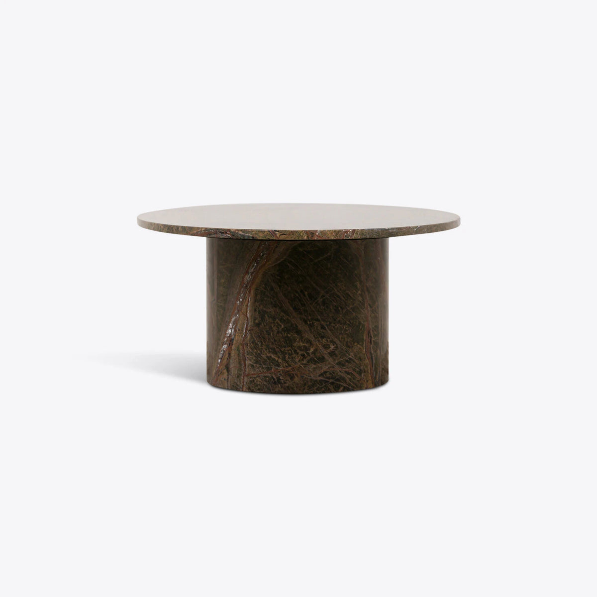 Forest Round Brown Veined Marble Coffee Table – product view 3 – Grosvenor Marble Co.