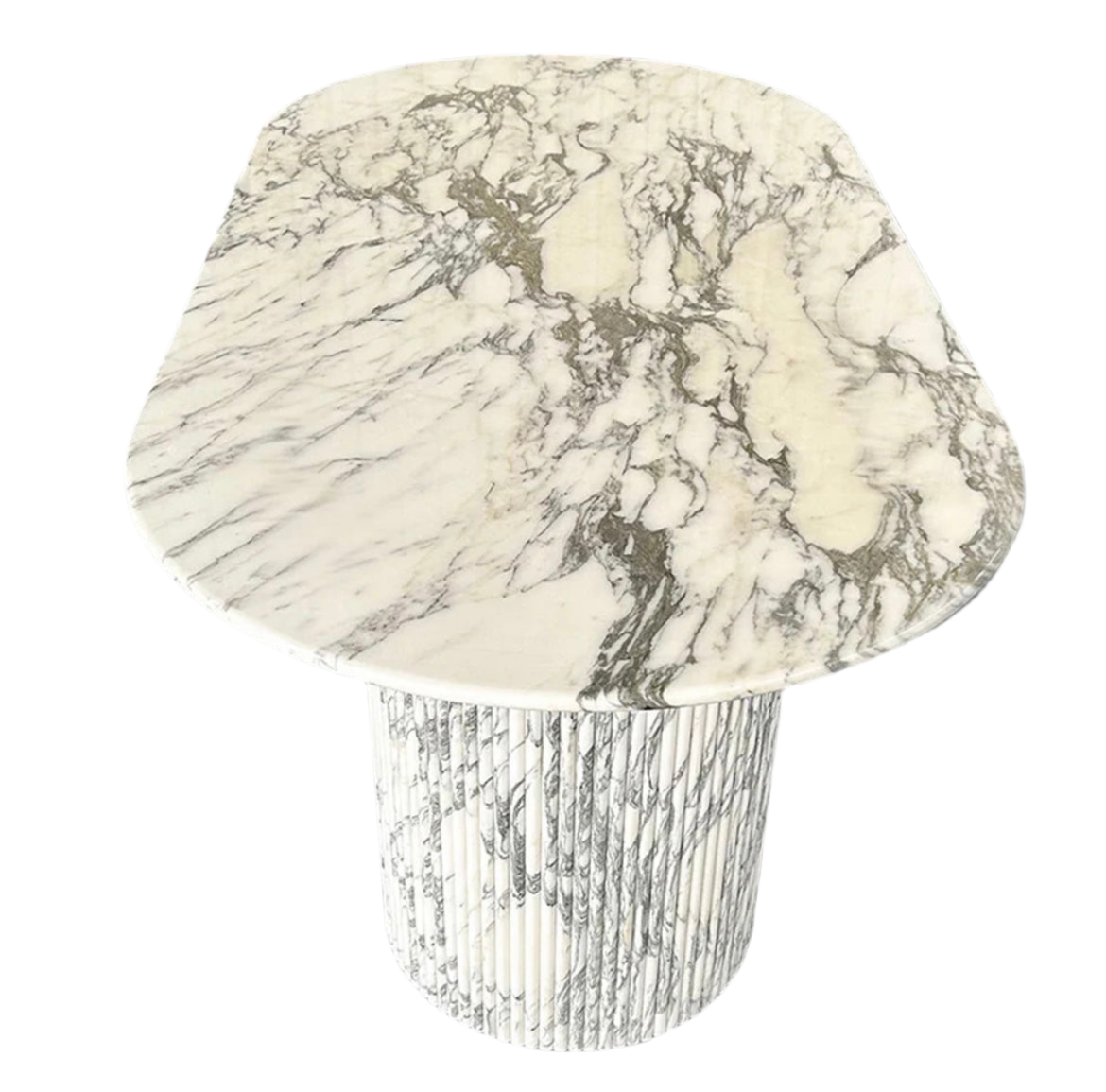 White Calacatta Marble 6 Seat Dining Table – product view 2 – Grosvenor Marble Co.