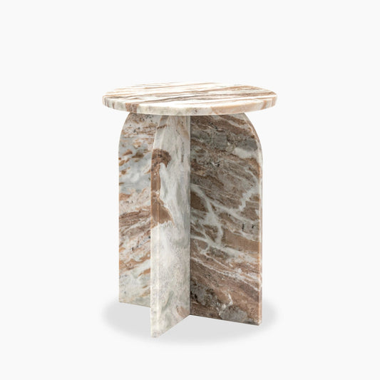 Round Brown Marble End Tables – Brown Marble side table by Grosvenor Marble Co.