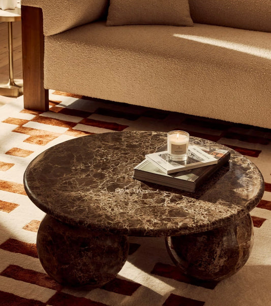 Oxley Coffee Table, Dark Emperador Marble – product view 2 – Grosvenor Marble Co.