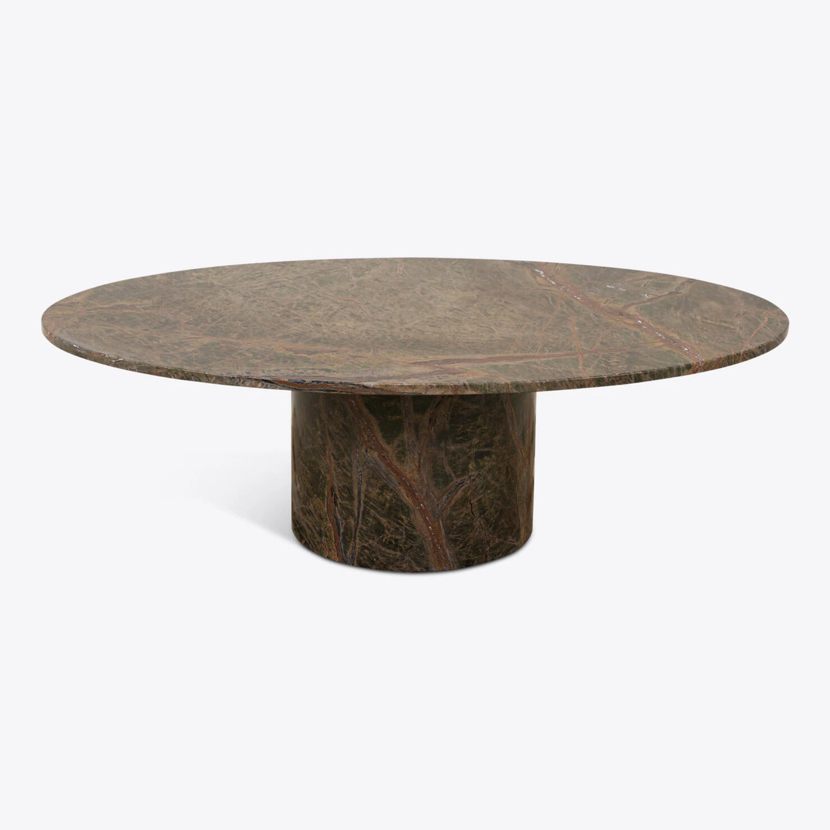 Forest Round Brown Veined Marble Coffee Table – Brown Marble coffee table by Grosvenor Marble Co.