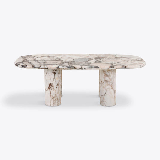 Oval Elephant White Marble Coffee Table – product view 2 – Grosvenor Marble Co.
