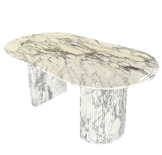 White Calacatta Marble 6 Seat Dining Table – Calacatta Marble dining table by Grosvenor Marble Co.