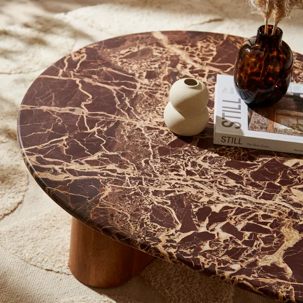 Cherry Marble and Mango Wood Coffee Table – product view 4 – Grosvenor Marble Co.