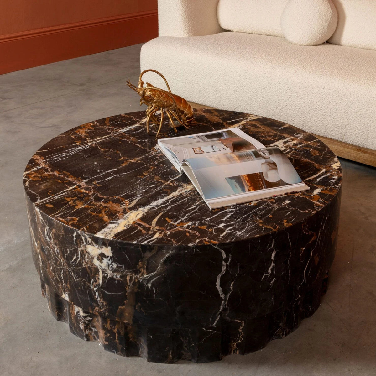 Round Black Marble Coffee Table – product view 7 – Grosvenor Marble Co.