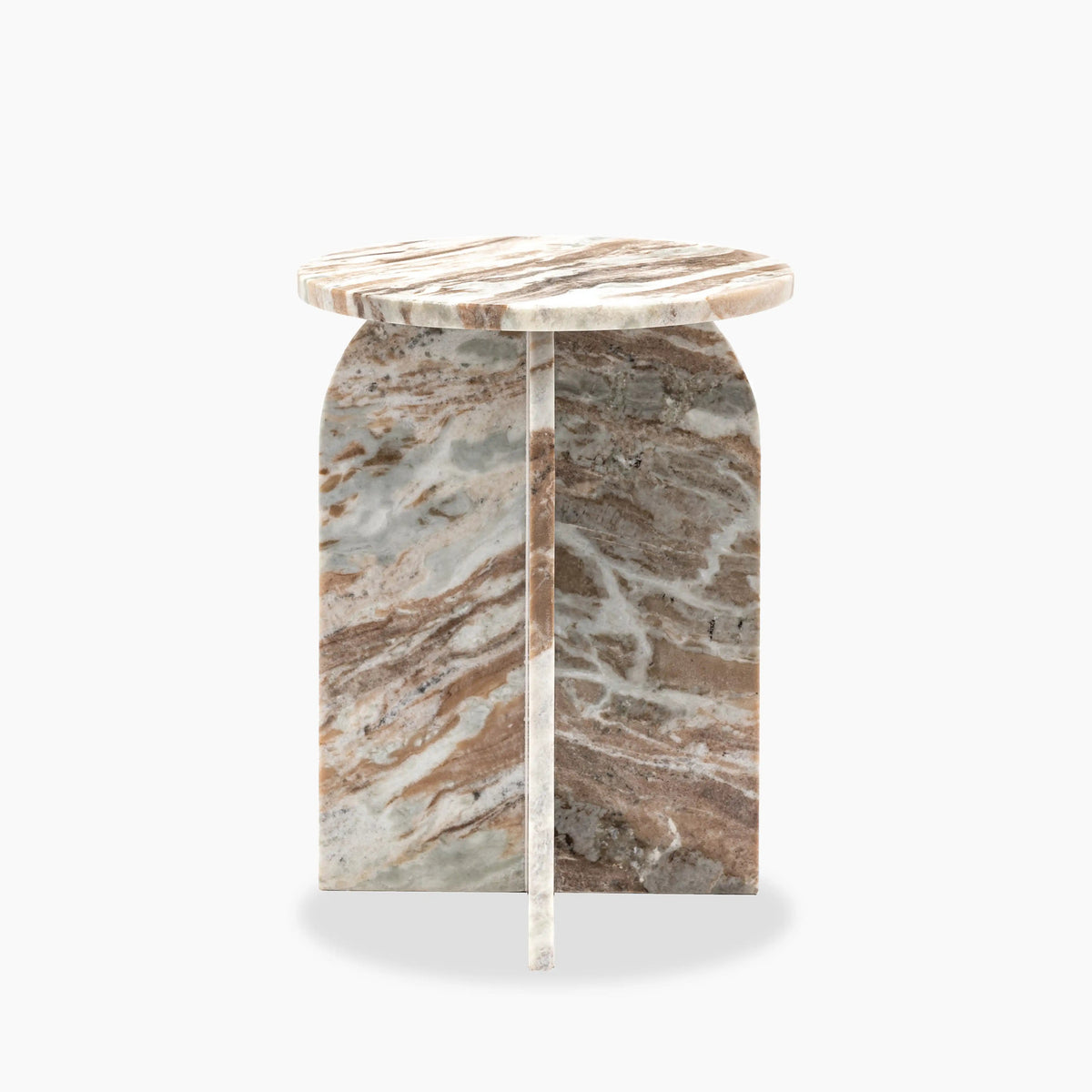 Round Brown Marble End Tables – product view 3 – Grosvenor Marble Co.