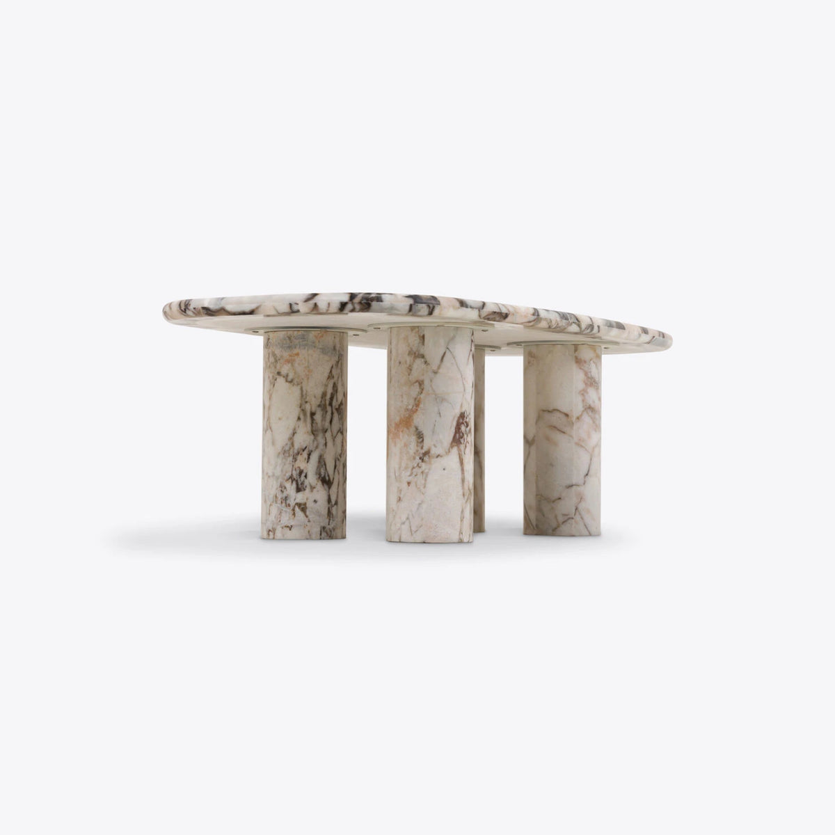 Oval Elephant White Marble Coffee Table – product view 4 – Grosvenor Marble Co.