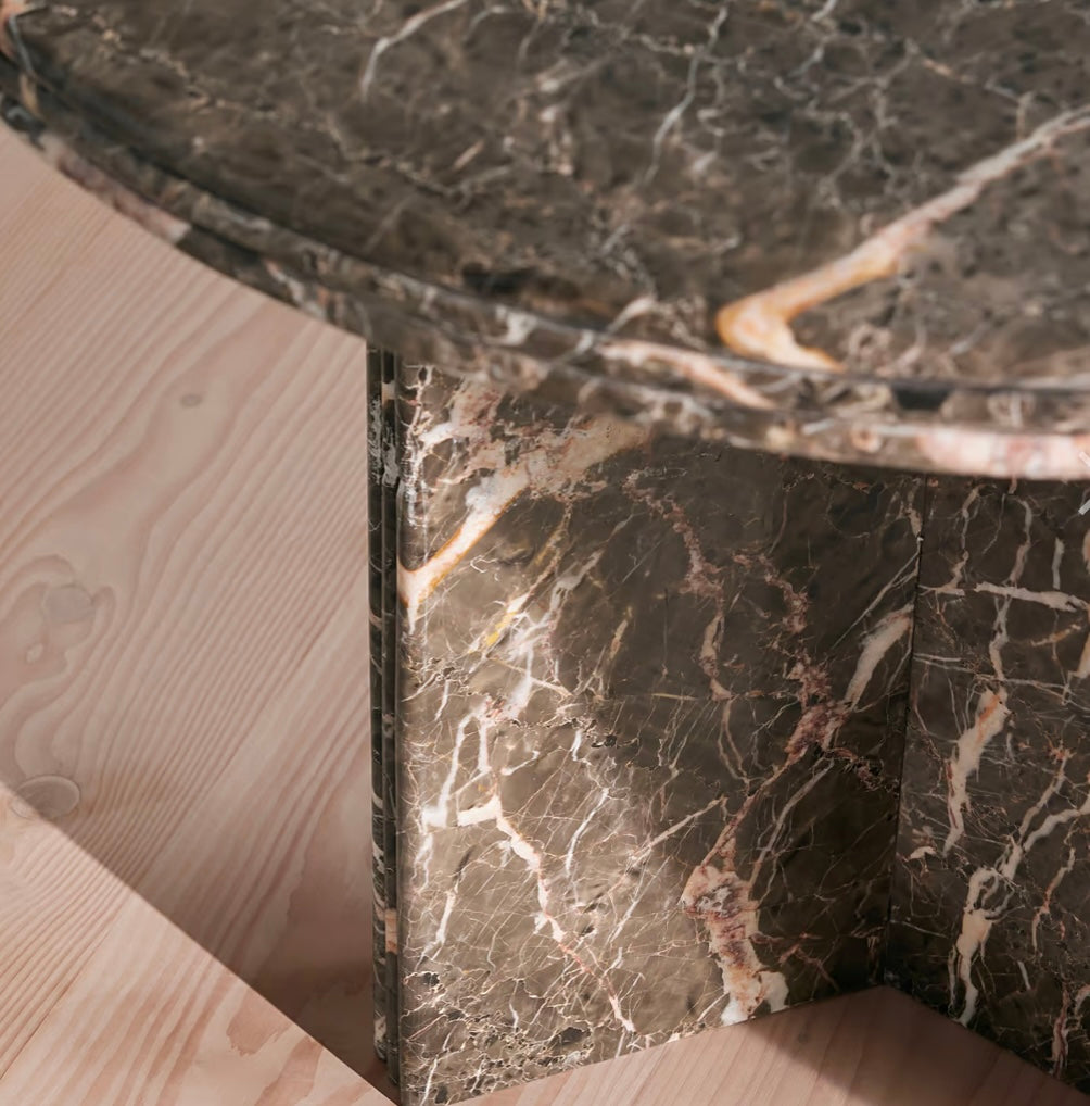 Rosaline Dining Table, Griseo Rosa Marble – product view 6 – Grosvenor Marble Co.