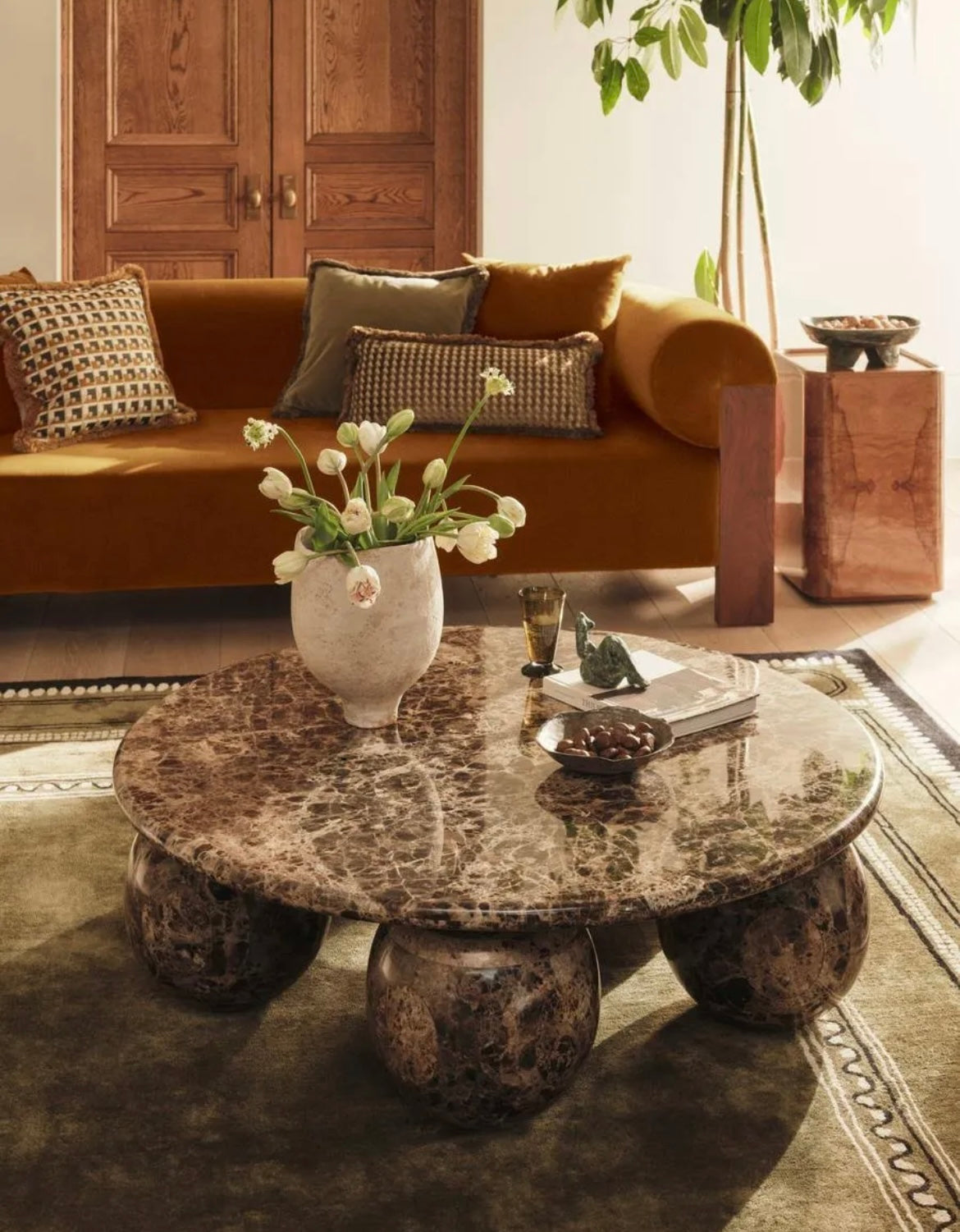 Oxley Coffee Table, Large, Dark Emperador – product view 2 – Grosvenor Marble Co.