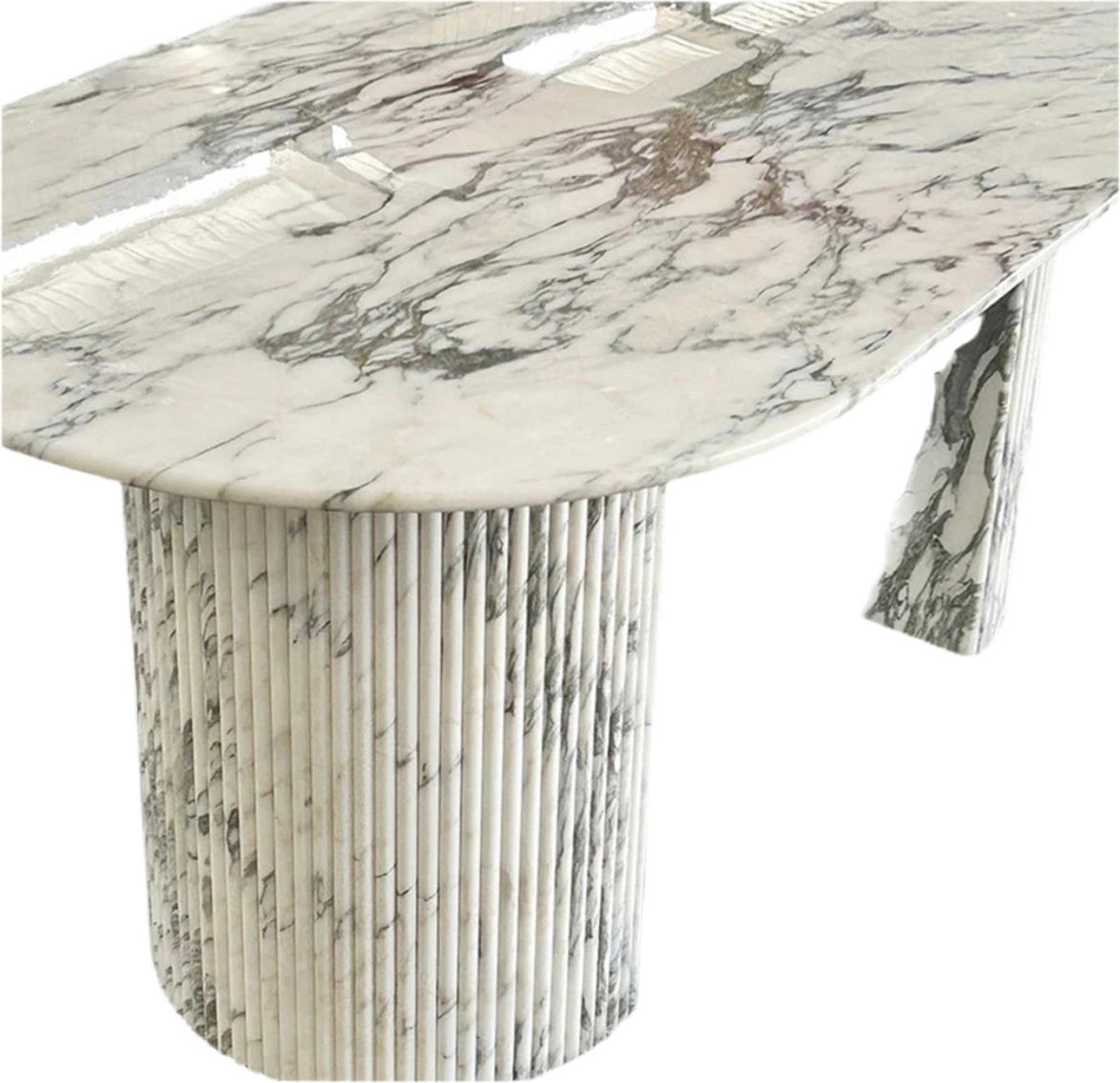 White Calacatta Marble 6 Seat Dining Table – product view 4 – Grosvenor Marble Co.