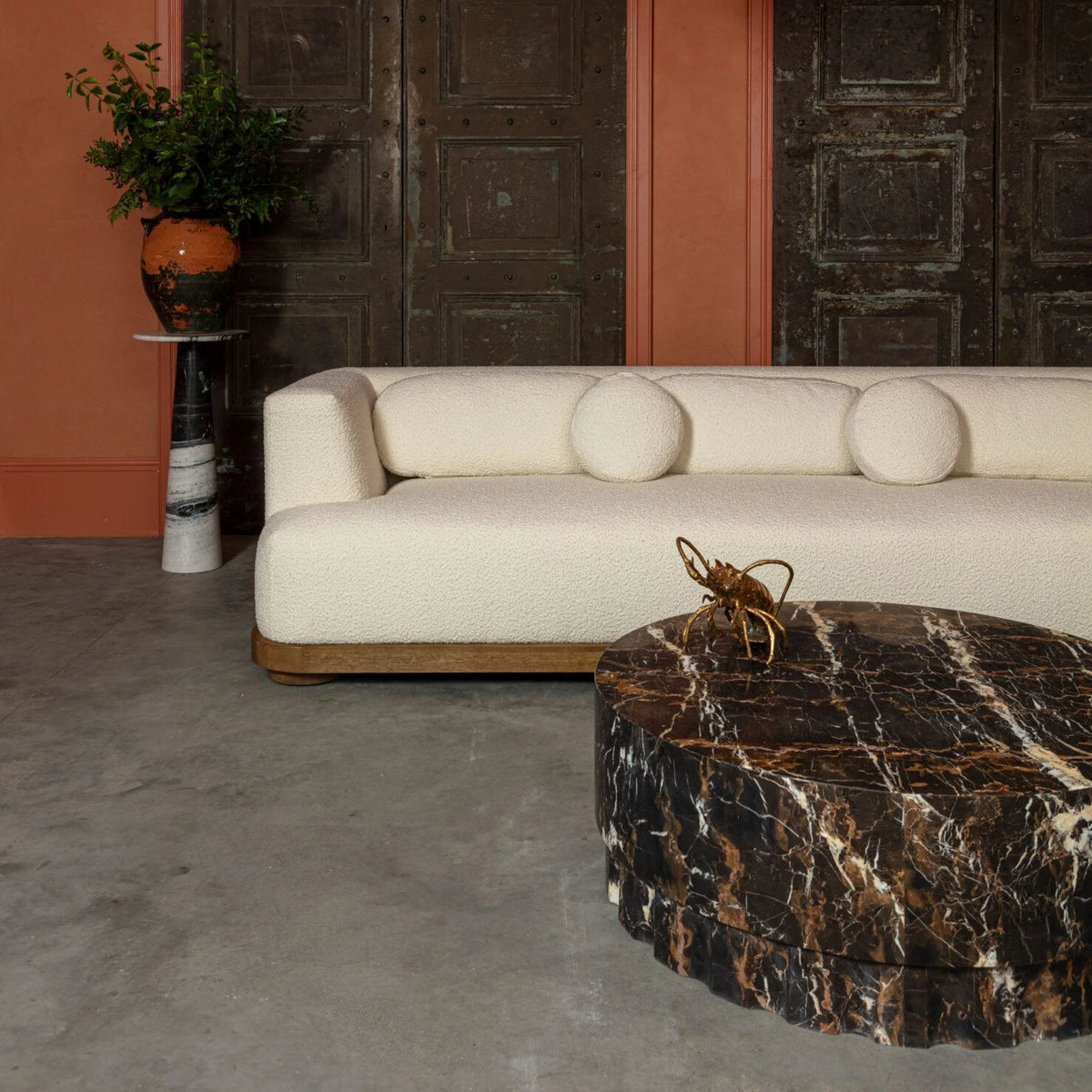 Round Black Marble Coffee Table – product view 5 – Grosvenor Marble Co.
