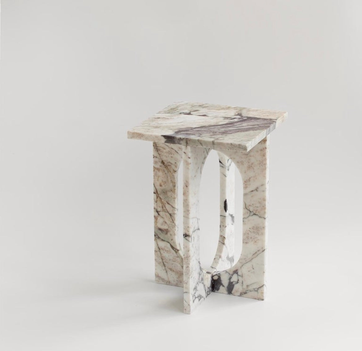 Calacatta Viola Marble Contemporary Side \ End Table – product view 5 – Grosvenor Marble Co.