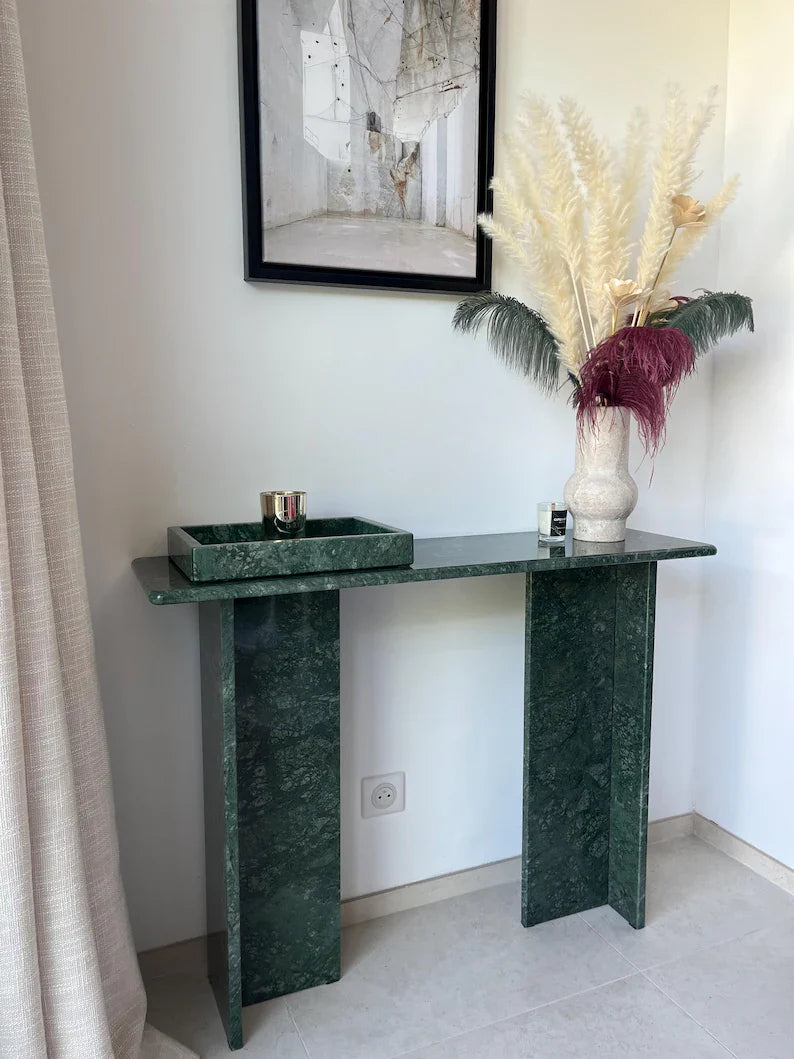 Green Marble Standing Console Table – product view 4 – Grosvenor Marble Co.