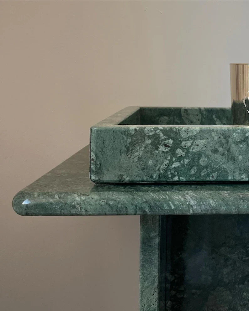 Green Marble Standing Console Table – product view 3 – Grosvenor Marble Co.