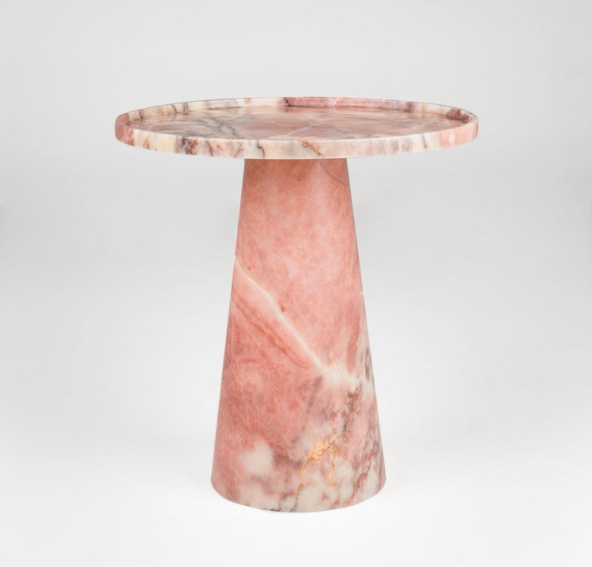 Pink Marble Pedestal Cone Side / End Table – product view 3 – Grosvenor Marble Co.