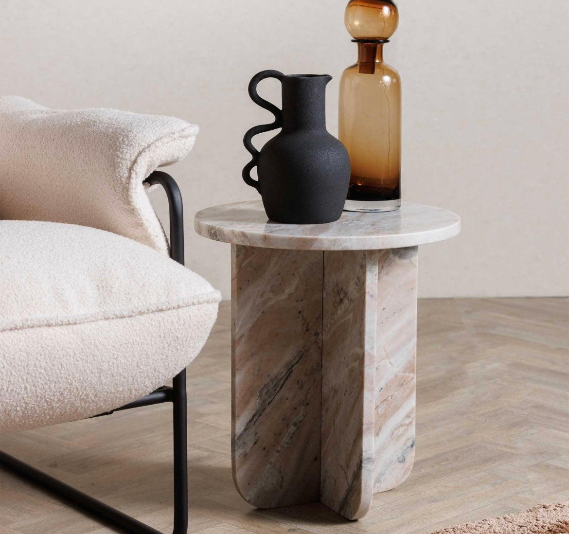 Round Top Marble Side / End Table – product view 6 – Grosvenor Marble Co.