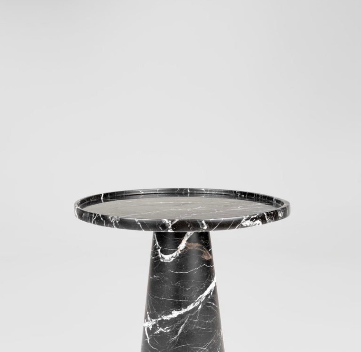 Black Marble Pedestal Cone Side / End Table – product view 3 – Grosvenor Marble Co.
