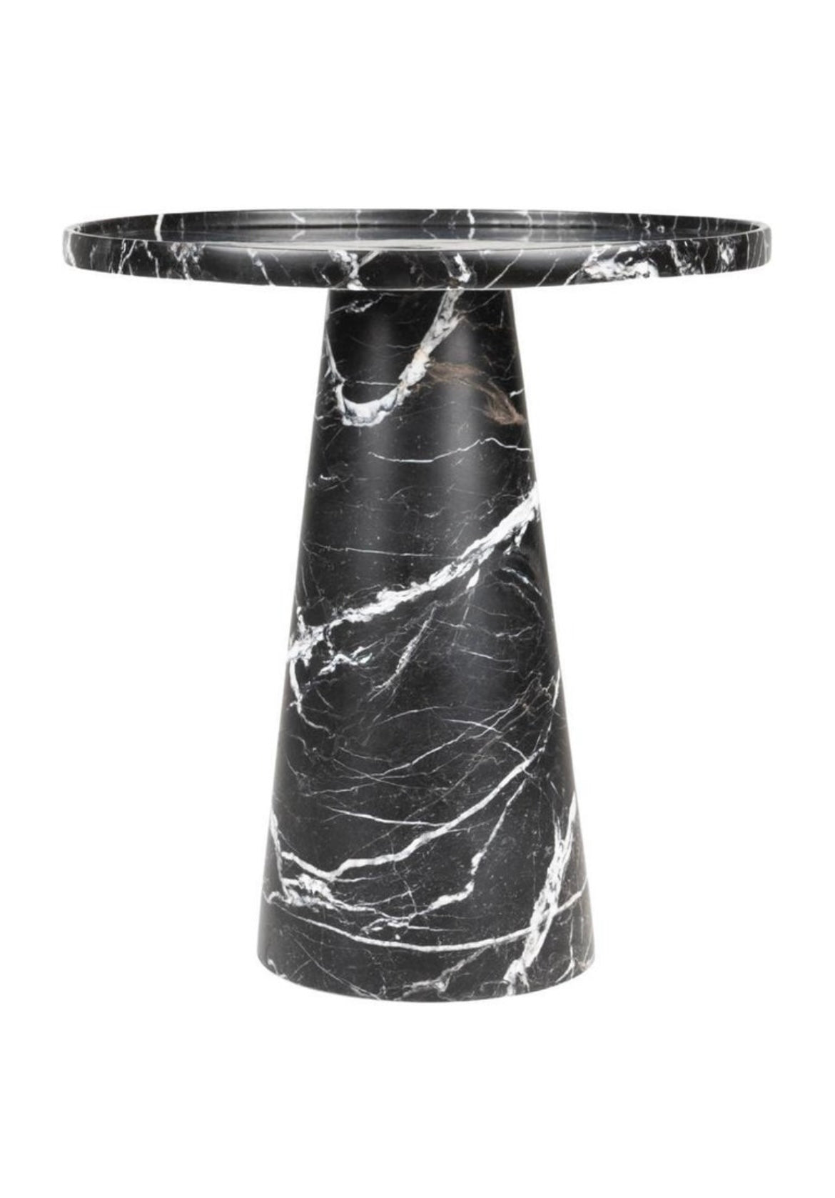Black Marble Pedestal Cone Side / End Table – product view 5 – Grosvenor Marble Co.