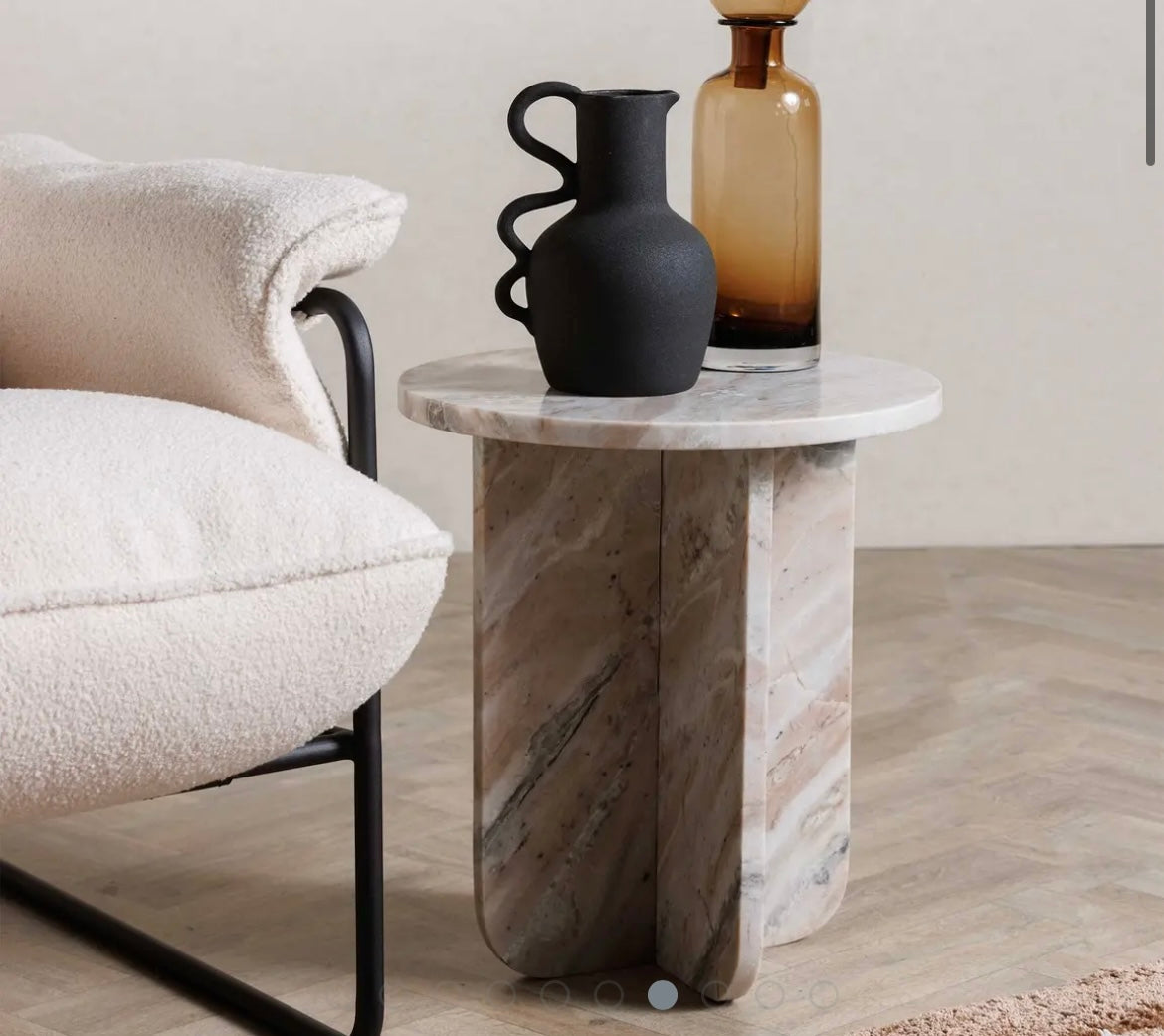 Round Top Marble Side / End Table – product view 3 – Grosvenor Marble Co.
