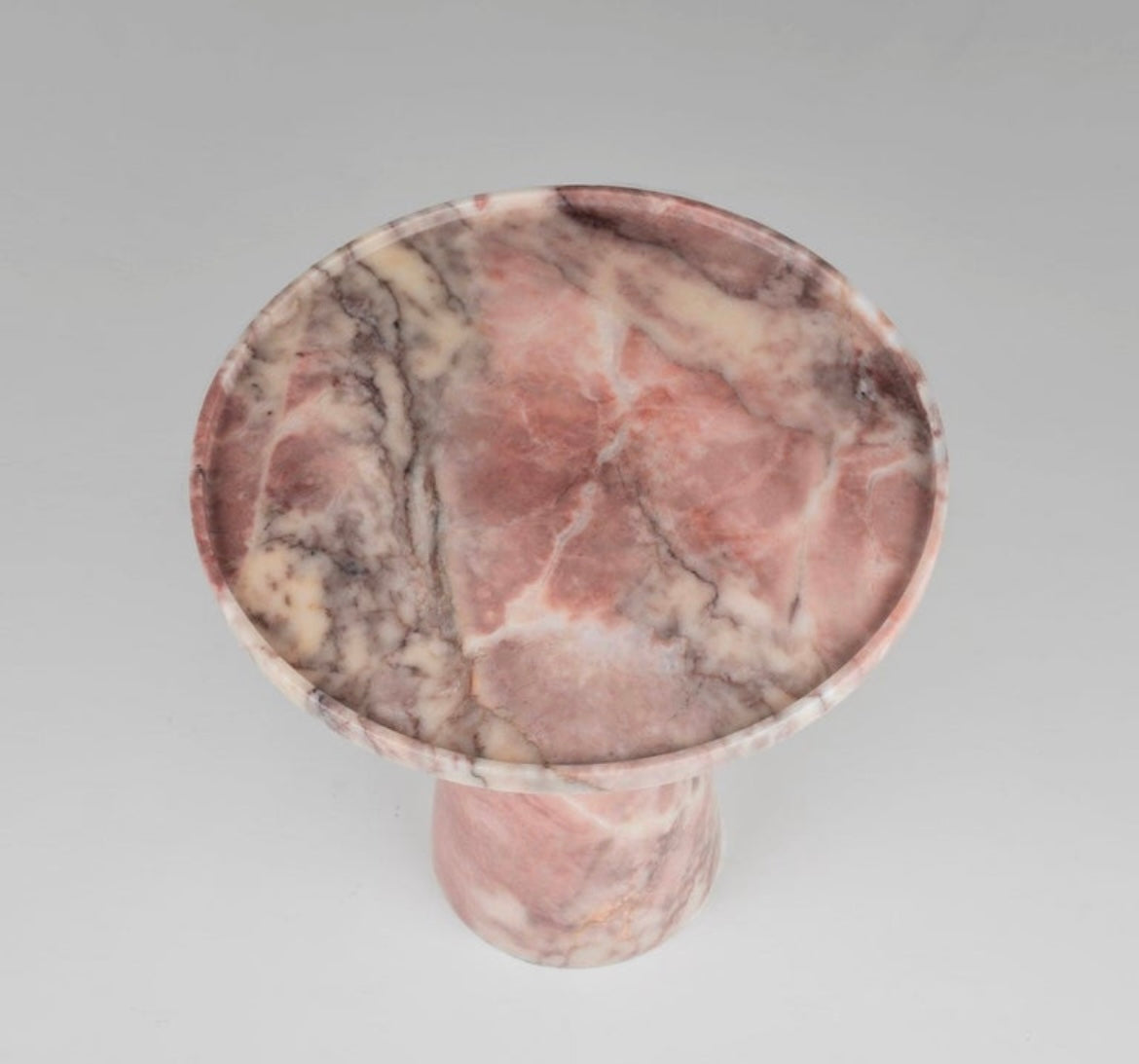 Pink Marble Pedestal Cone Side / End Table – product view 5 – Grosvenor Marble Co.
