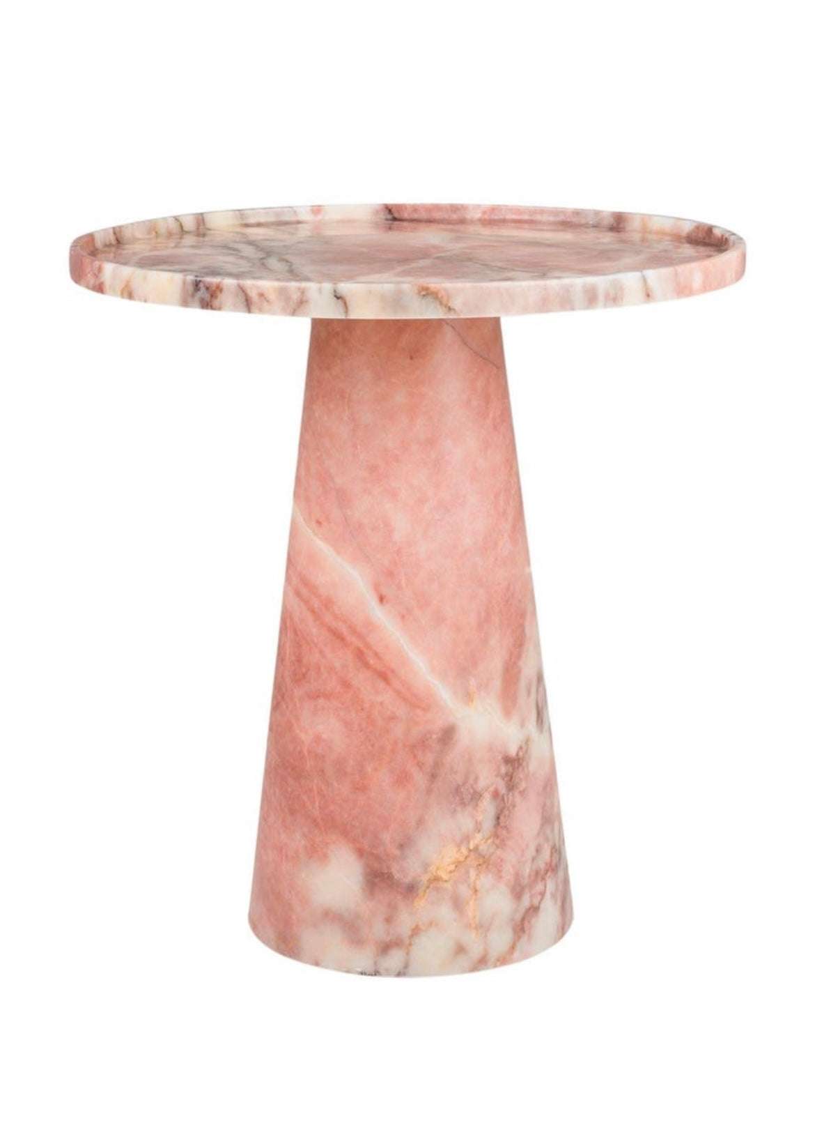 Pink Marble Pedestal Cone Side / End Table – Pink Marble side table by Grosvenor Marble Co.