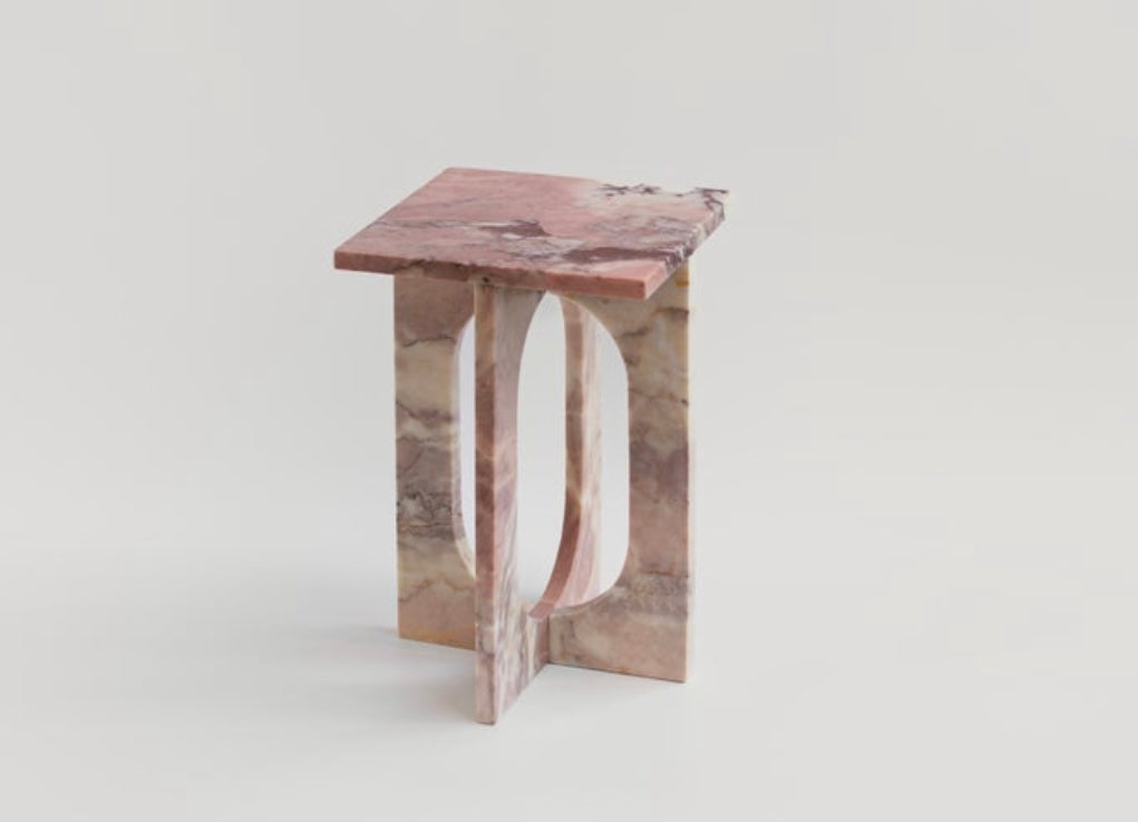 Pink Marble Contemporary Side / End Table – product view 4 – Grosvenor Marble Co.