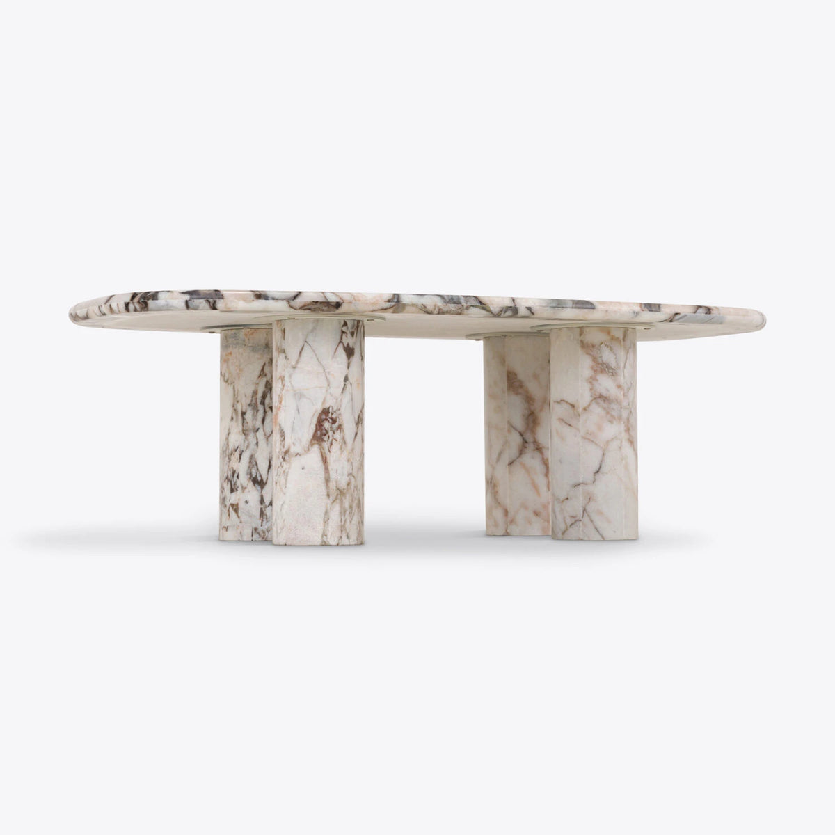 Oval Elephant White Marble Coffee Table – product view 3 – Grosvenor Marble Co.