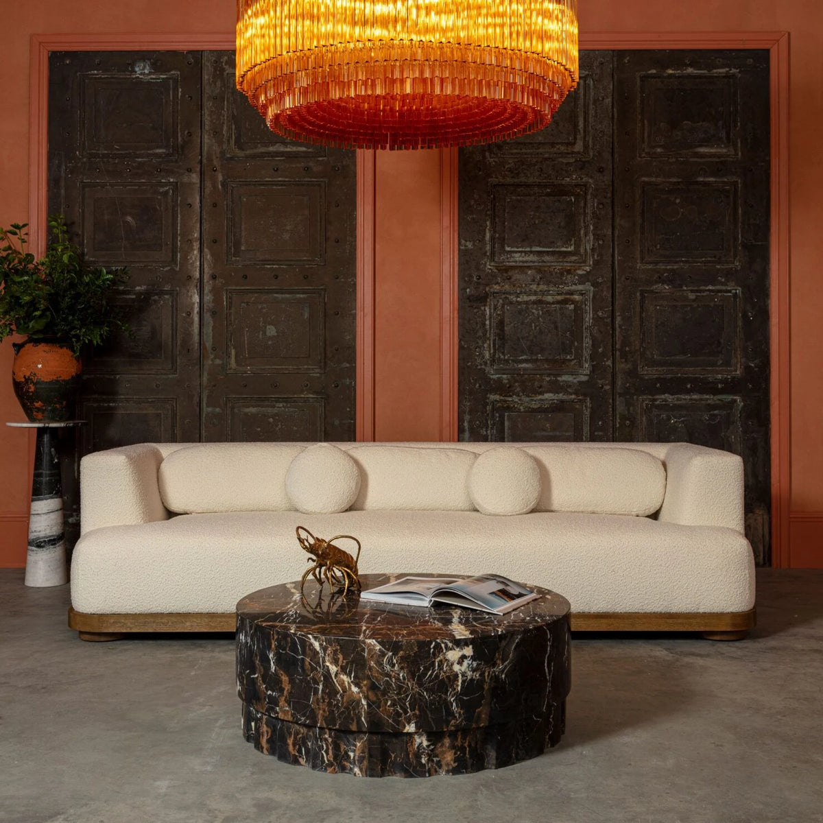 Round Black Marble Coffee Table – product view 6 – Grosvenor Marble Co.