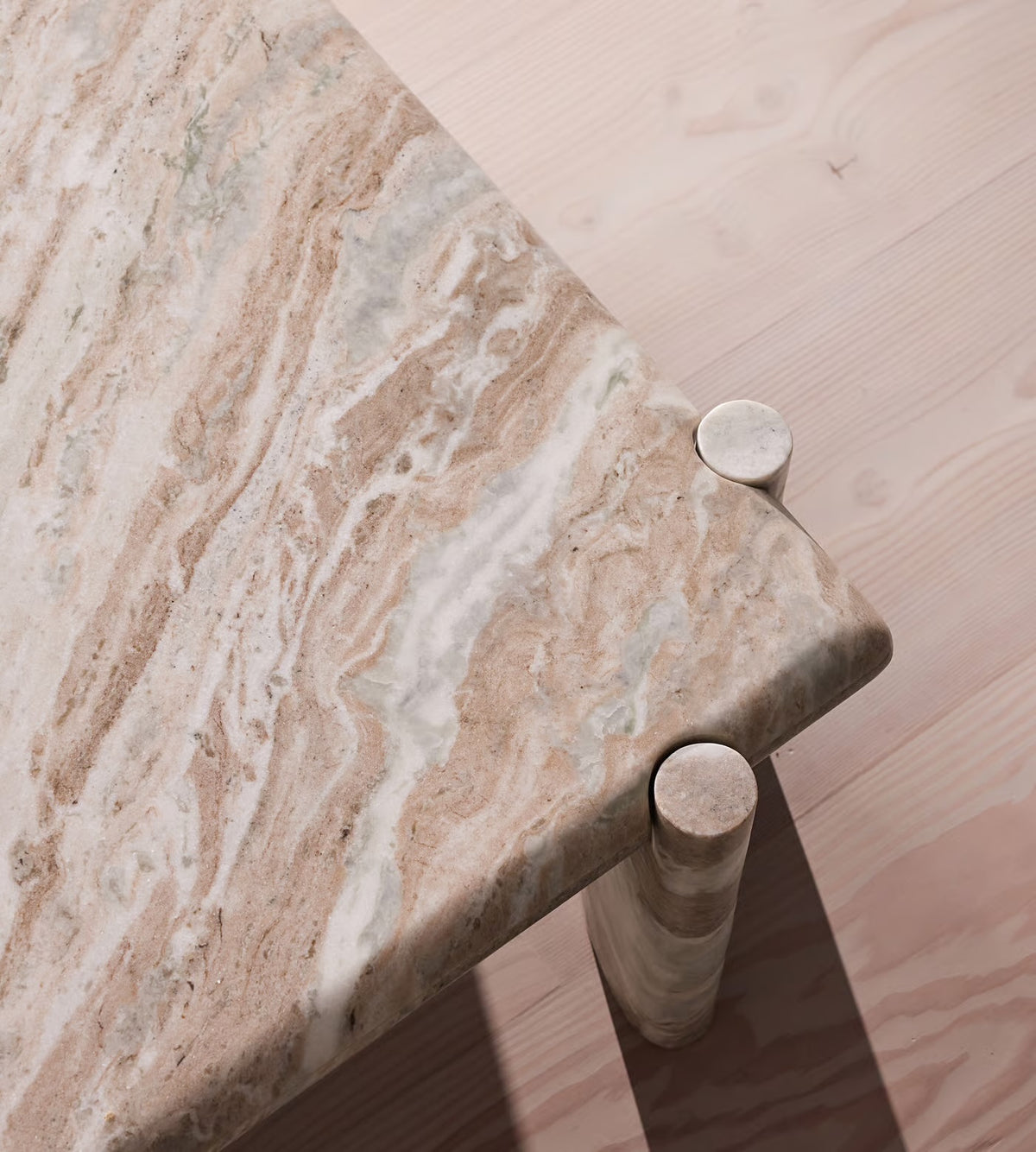 Lorella Coffee Table, Terra Bianca Marble – product view 4 – Grosvenor Marble Co.