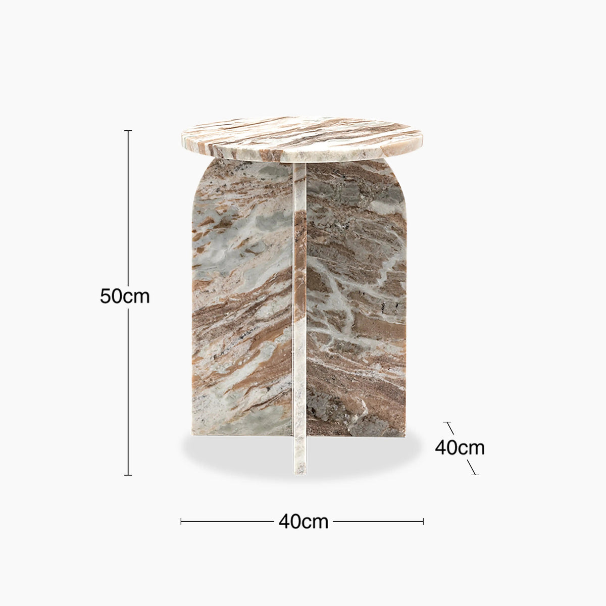 Round Brown Marble End Tables – product view 2 – Grosvenor Marble Co.